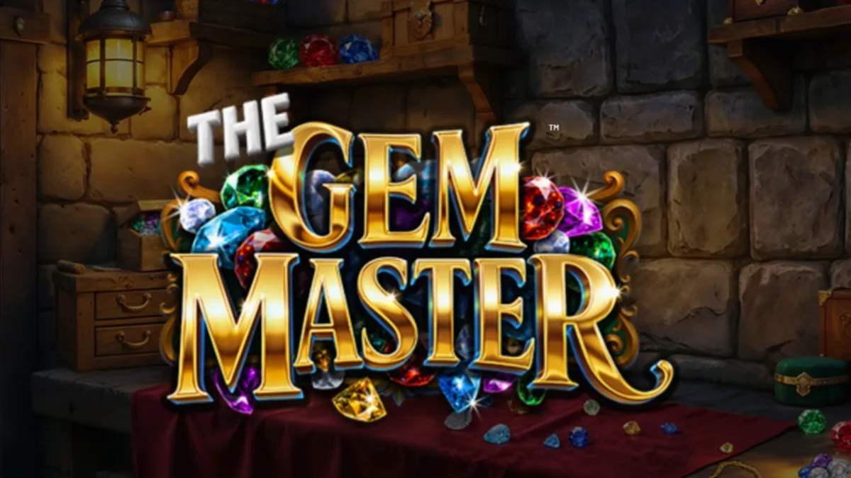 The Gem Master slot machine interface featuring luxury gems and jewelry